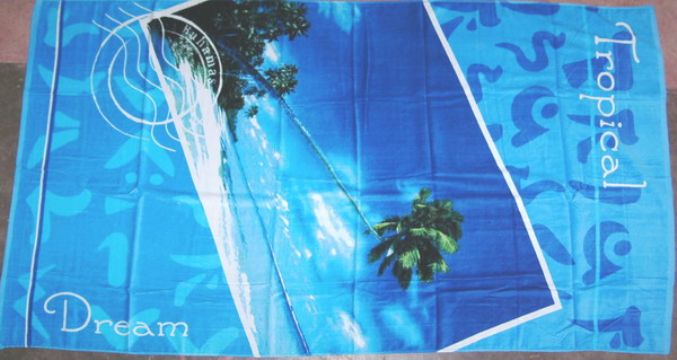 100% Cotton Printed And Velour Beach Towel